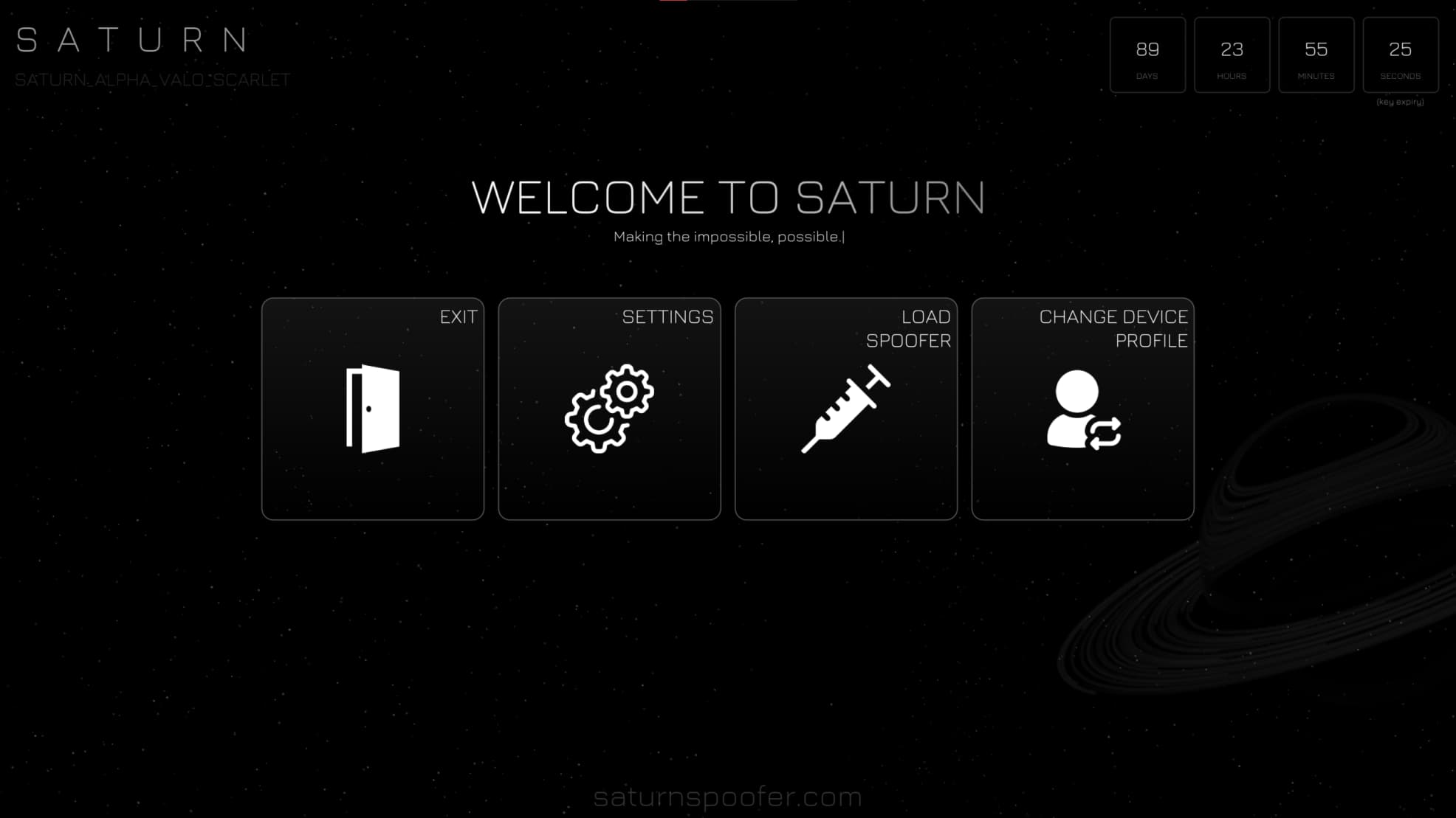The Saturn loader main menu